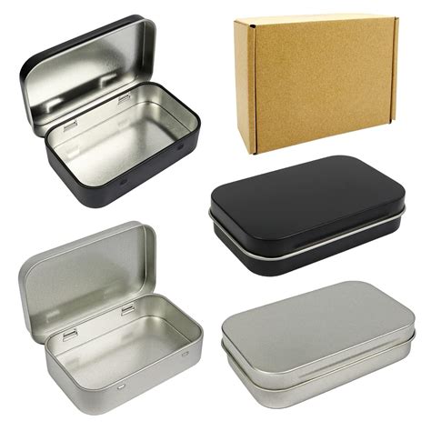 small metal 2 piece without hinge box|4 Pack Metal Rectangular Empty Hinged Tins Box Containers .